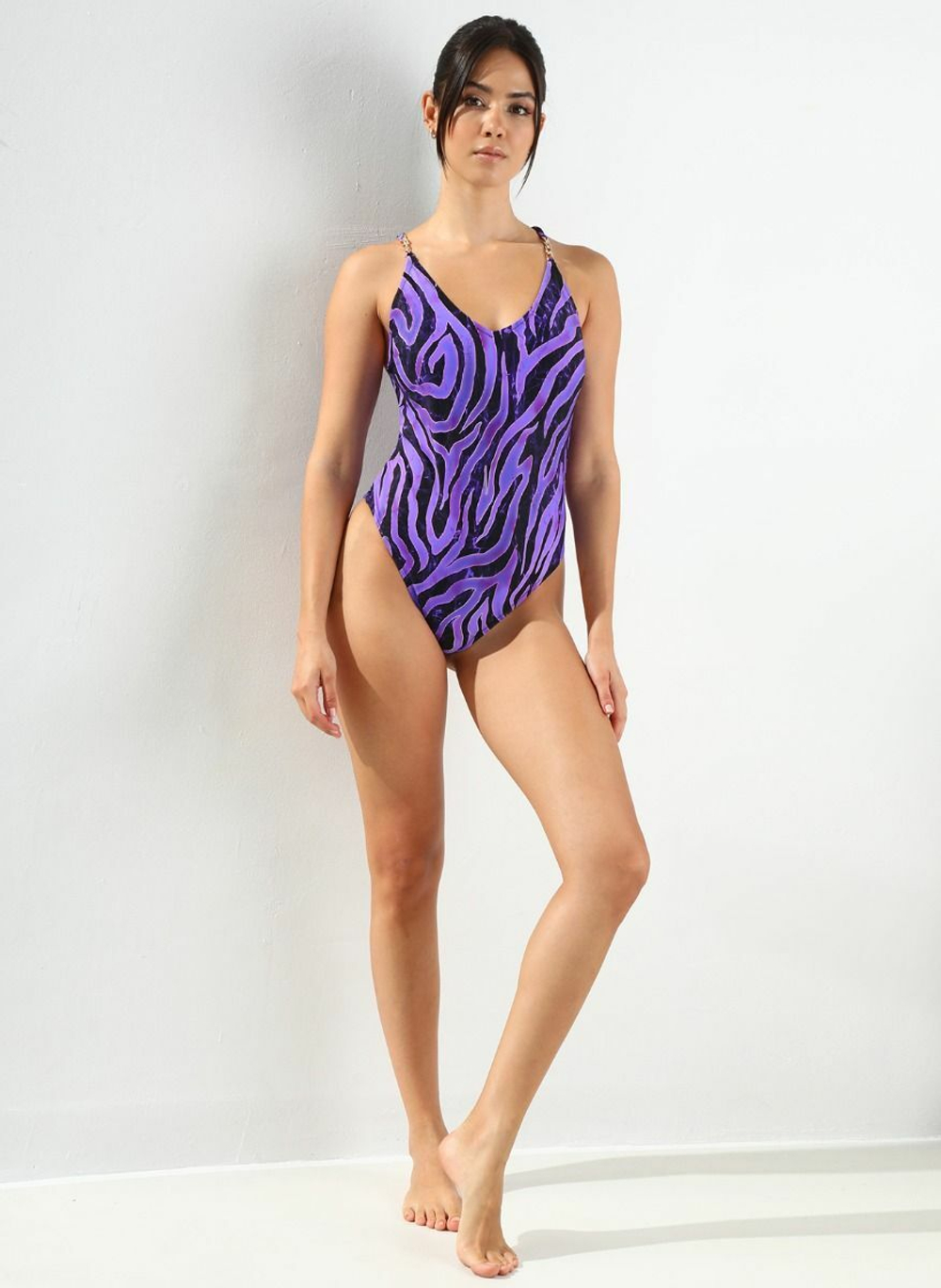 Слитный купальник с анималистическим принтом Panarea (Размер: B/L) (Цвет: фиолетовый)