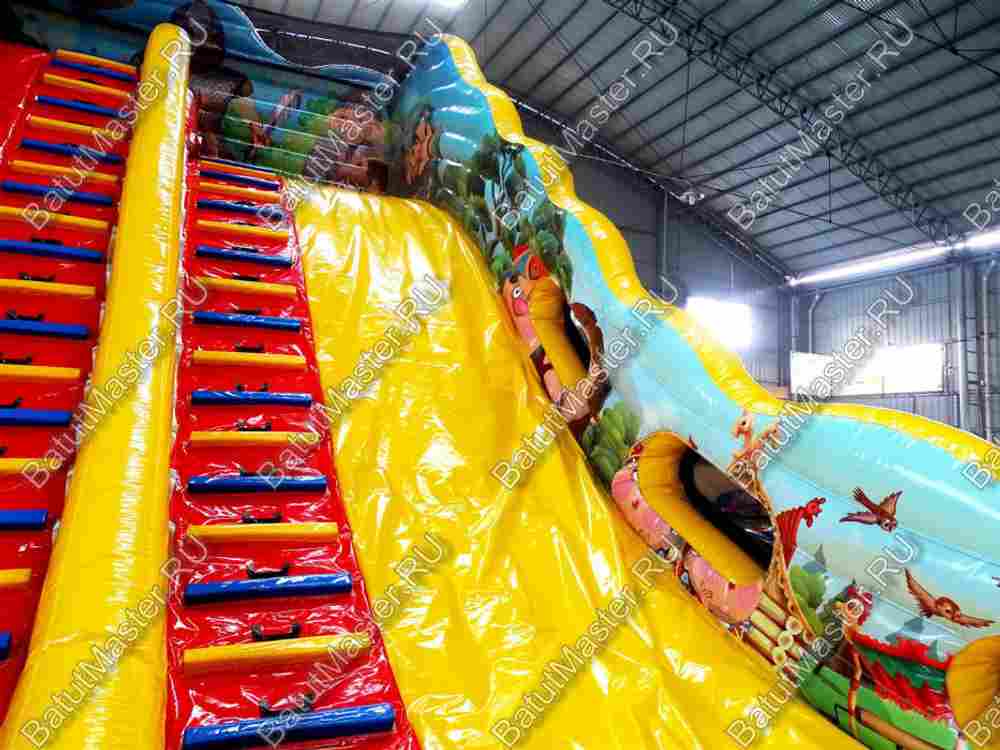 Большой надувной батут-горка "Сказочные богатыри" 13*7*10 м