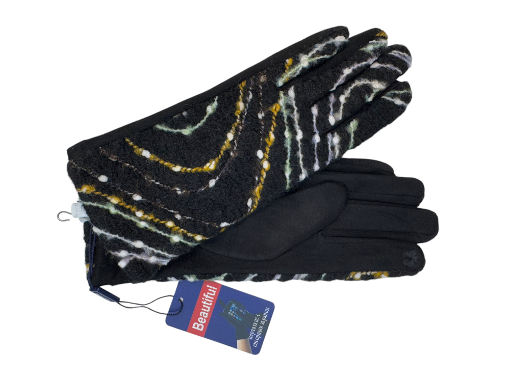 Перчатки. Женские. Материал верха: Шерстяной барашек. Внутри плюш-флис. 12 шт в упаковке, разные цвета.