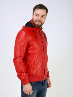 Куртка кожаная натуральная с капюшоном