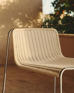 Уличный барный стул Tavari из бежевой веревки и стали