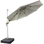 Зонт садовый складной с подставкой и подсветкой, круглый 300 см, бежевый
