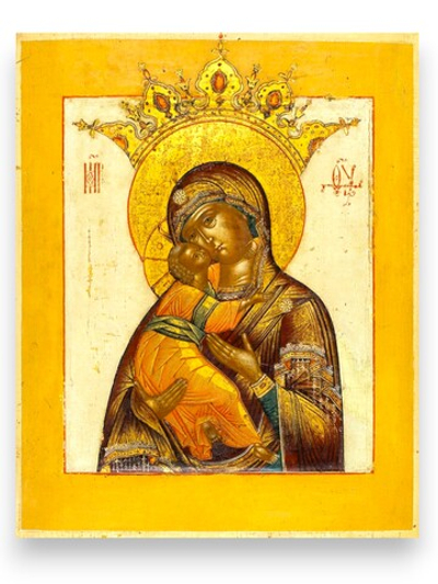 Владимирская икона Божией Матери деревянная на левкасе