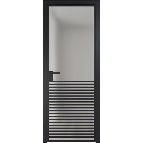 Алюминиевая дверь 16AG чёрная матовая RAL9005 стекло матовое