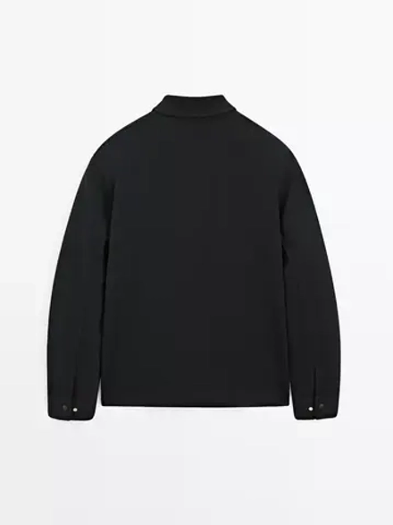 Massimo Dutti Куртка из смесового хлопка с карманами, темно-синий