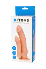 Двойной стимулятор на присоске с анальным вибро-фаллосом Double Penetration Dildo (19.5 см) (Цвет: Телесный)