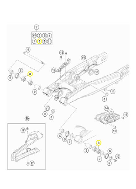 Подшипник маятника KTM SX-85/Freeride, HQV TC-85, GASGAS MC-85