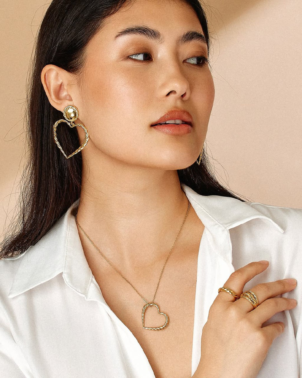 Серьги ORI TAO, Merida, с сердцем, OT24.2-12-32045 (золотистый)