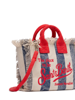 Пляжная сумка Saint Barth Vanity Tina бело-синяя, лого красным