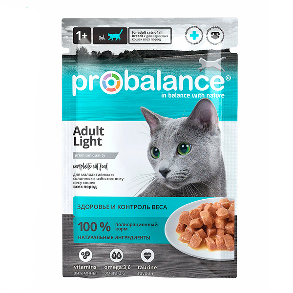 Влажный корм ProBalance Light для малоактивных кошек 85 г (Пробаланс Лайт)