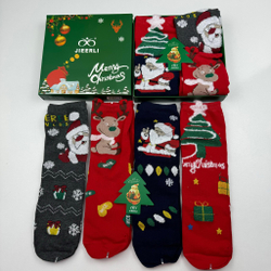 Носочки 4 шт в новогодней упаковке (зеленая)