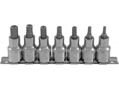 912207 Набор насадок торцевых 1/2"DR с вставками-битами шестигранными на дрежателе, H4-H10, 7 предметов