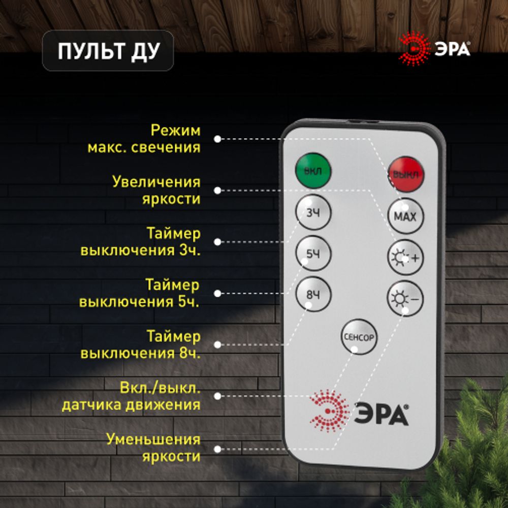 Прожектор ЭРА ERAPRO-50 светодиодный уличный на солнечной батарее 50W 360 lm 5000K с датчиком движения ПДУ IP65 | Уличное освещение на солнечных батареях