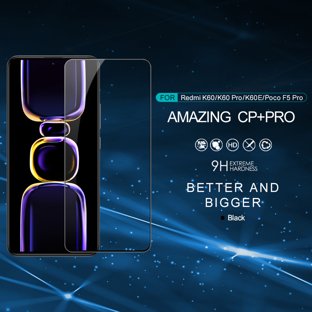 Защитное закаленное стекло для Xiaomi Redmi Poco F5 Pro, серия CP+PRO Anti-Explosion Glass Screen Protector (черные рамки) от Nillkin
