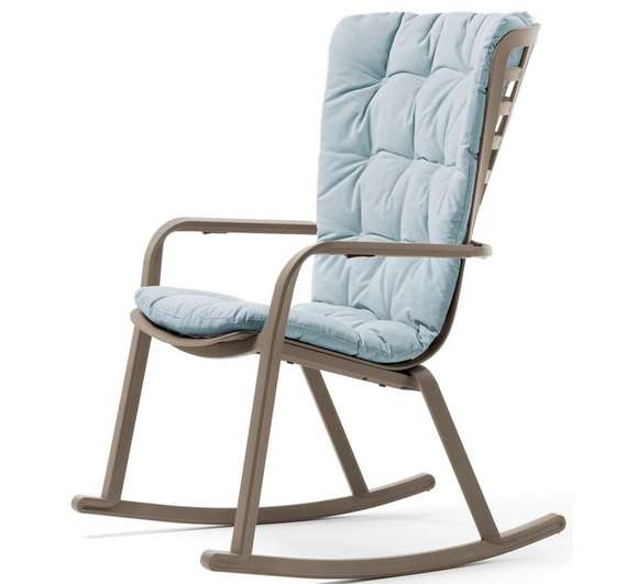 Уличное кресло-качалка Folio тортора с голубой подушкой