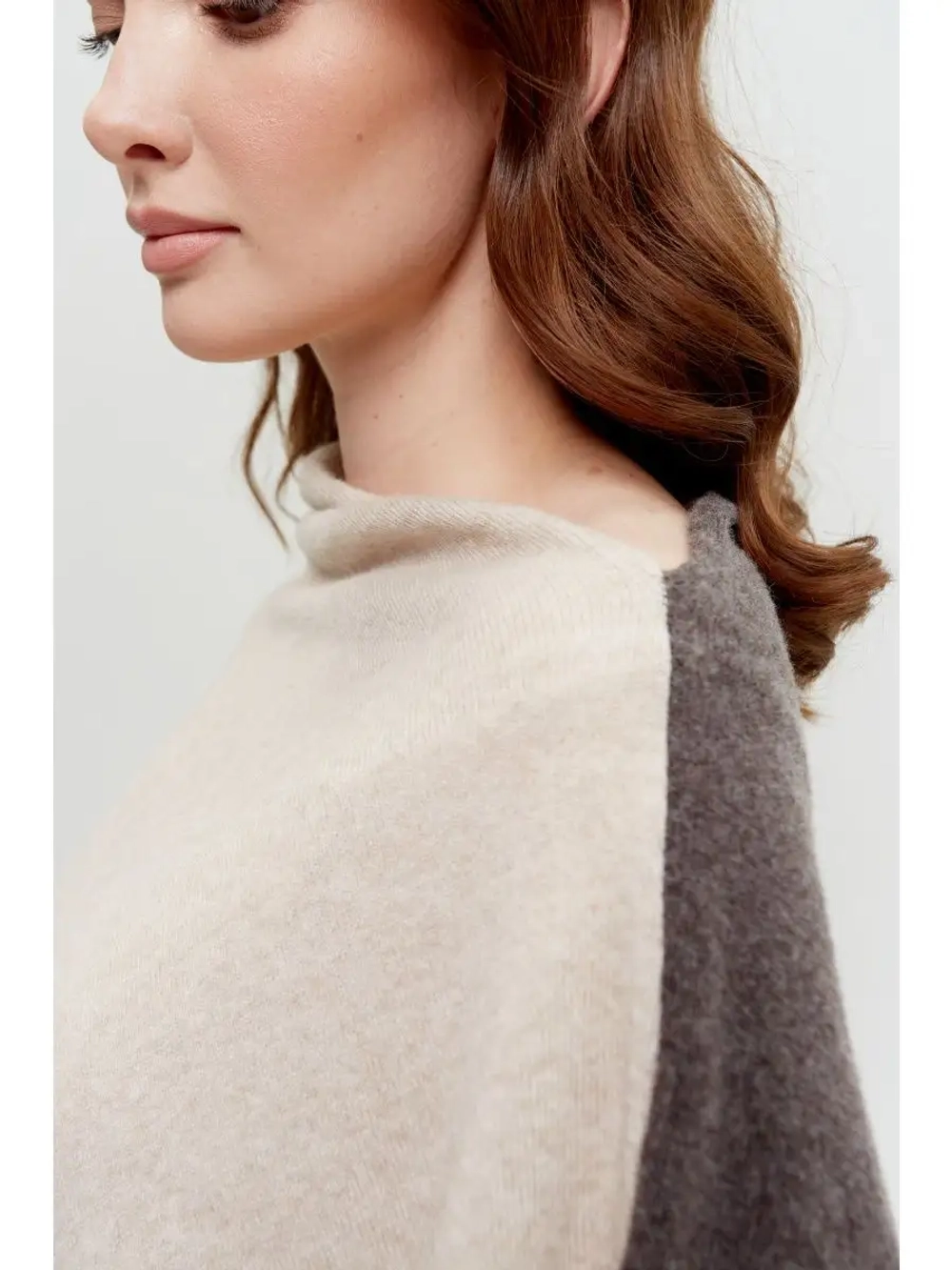 Накидка женская Т028-08/13 бежевый/коричневый