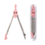 Циркуль Alingar, металлический, 82 мм, с грифелем, пластик. футляр, картонный стенд, розовый