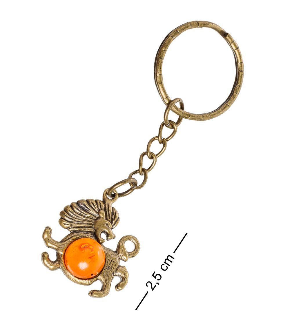 AM- 659 Брелок «Знак зодиака-Лев» (латунь, янтарь) нов.