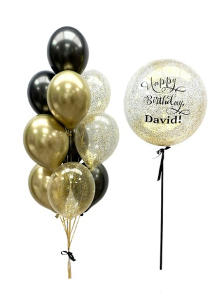 Воздушный сет шар-сфера Баблс (deco-bubbles) с конфетти и надписью