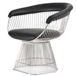 Кресло Platner Lounge H82, черная экокожа, хром