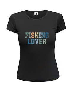 Футболка Fishing Lover женская приталенная черная