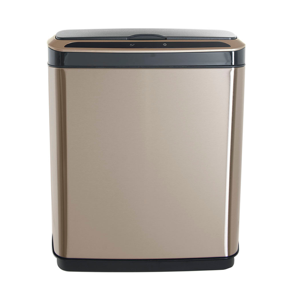 Ведро для мусора сенсорное, прямоугольное, широкое, внутр ведро, Foodatlas JAH-5111, 20 л (золотой)