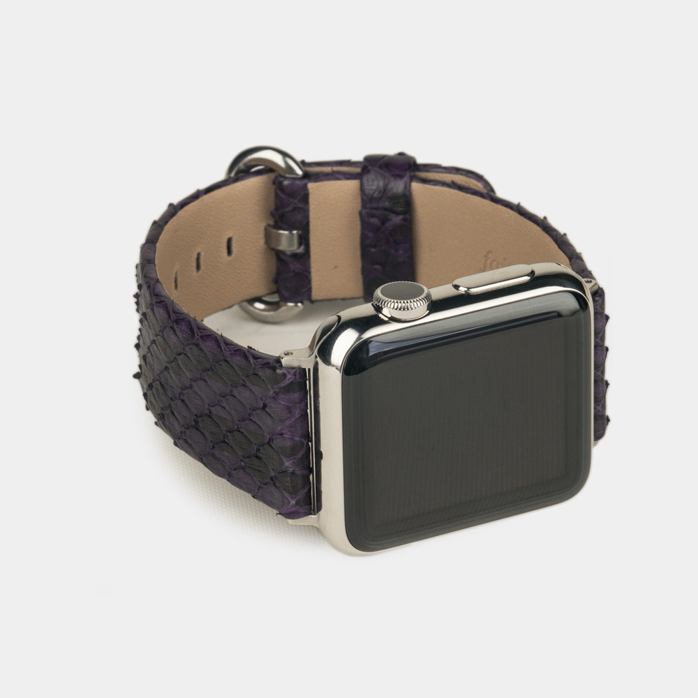 Ремешок для Apple Watch 44/45/46 mm из кожи питона, фиолетового цвета