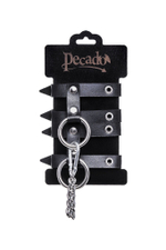 Черные однослойные кожаные наручники из двух ремешков (Цвет: черный)