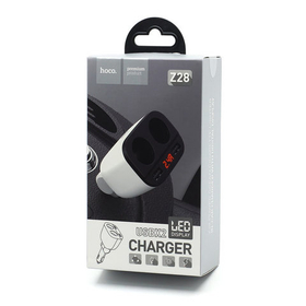 Автомобильное зарядное устройство USB Hoco Z28 (2.4A, 2 порта+12В розетка 2 шт) Белый