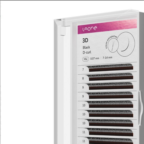 Ресницы черные Laone пучки узкие MIX 3D
