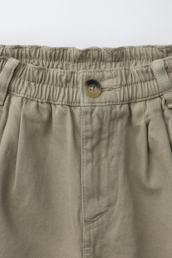 ZARA ШОРТЫ-БЕРМУДЫ С ЗАЩИПАМИ, ХАКИ