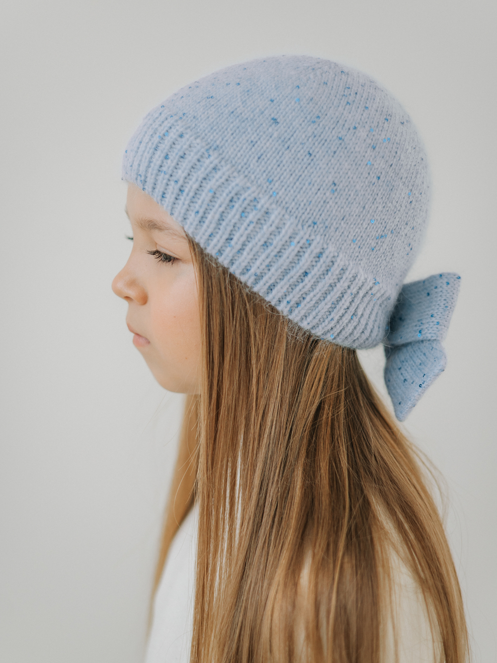 Шапка с бантиком, Голубой