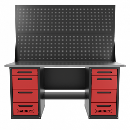 Верстак двухтумбовый 4 ящиков /4 ящиков с двумя экранами, красный 1800*700 GAROPT, GT1800Y4Y4PP2.red