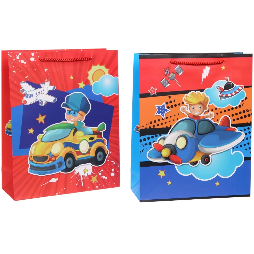 Пакет подарочный «Весёлый транспорт» 26*32*10 см, микс