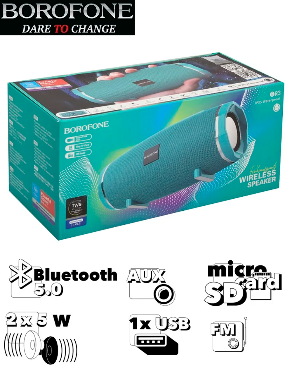 Колонка Bluetooth Borofone BR3 Rich sports green