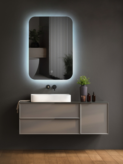 Зеркало с подсветкой Паллада,69х92 см (сенсорный выключатель, регулировка яркости, холодный свет 6000К)