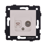 Розетка двойная TV (мама) + телефонная розетка RJ11, кашемир матовый Kollinger REA-013CM для Aspekt, Eleganz, Reflex