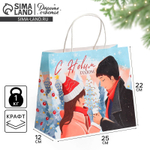 Пакет подарочный новогодний крафтовый «Согревайся», 25 х 22 х 12 см, 7689872