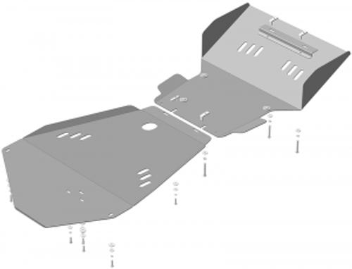 Защита картера Двигателя, Переднего дифференциала, КПП, Разд. коробки. 3 мм, Сталь. для Toyota Land Cruiser 100 2002-2007, Toyota Land Cruiser 100 1998-2002 MOTODOR.12512
