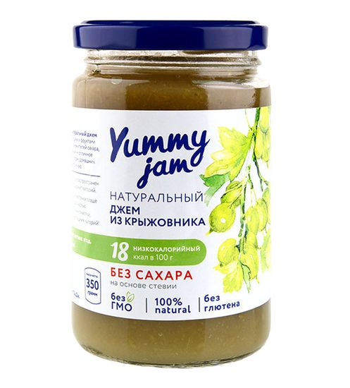 Джем низкокалорийный Yummy Jam из крыжовника, ст.б, 350г.