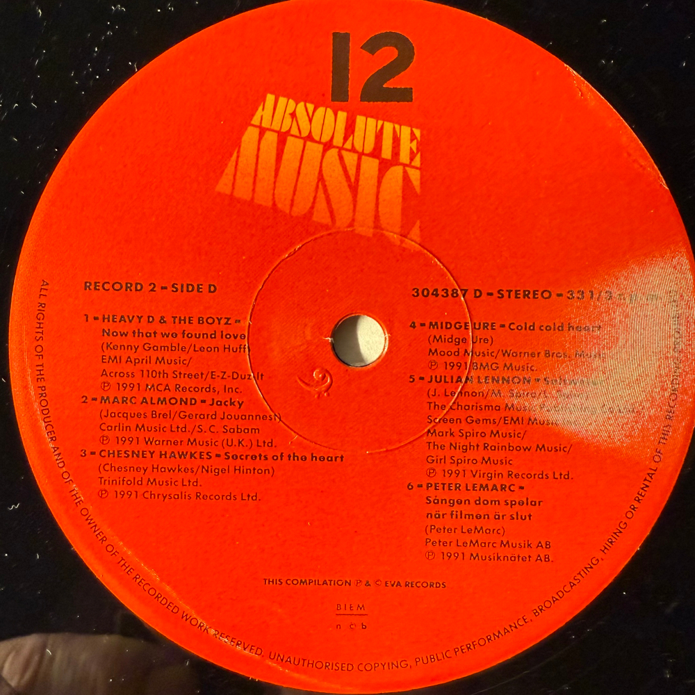 Сборник Absolute Music 12 2LP (Швеция 1991г.)