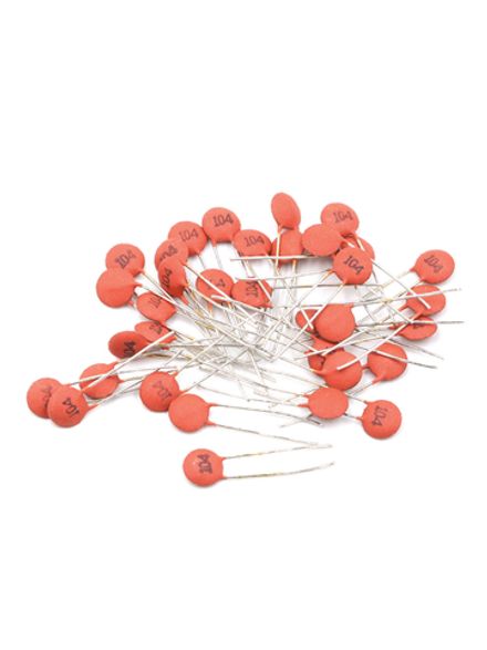 Набор керамических конденсаторов 30 видов по 10 шт. 300 шт. красные 50В от 2пФ до 0.1 мкФ