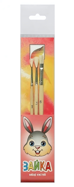 Набор кистей Коза круглые №1,3 плоская №6 "Зайка" (Альбатрос)