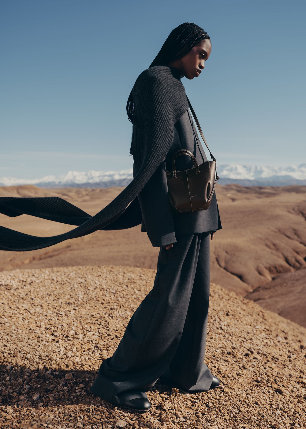 POLENE СУМКА CYME TOTE NANO, ЭКРЮ/ЧЕРНЫЙ