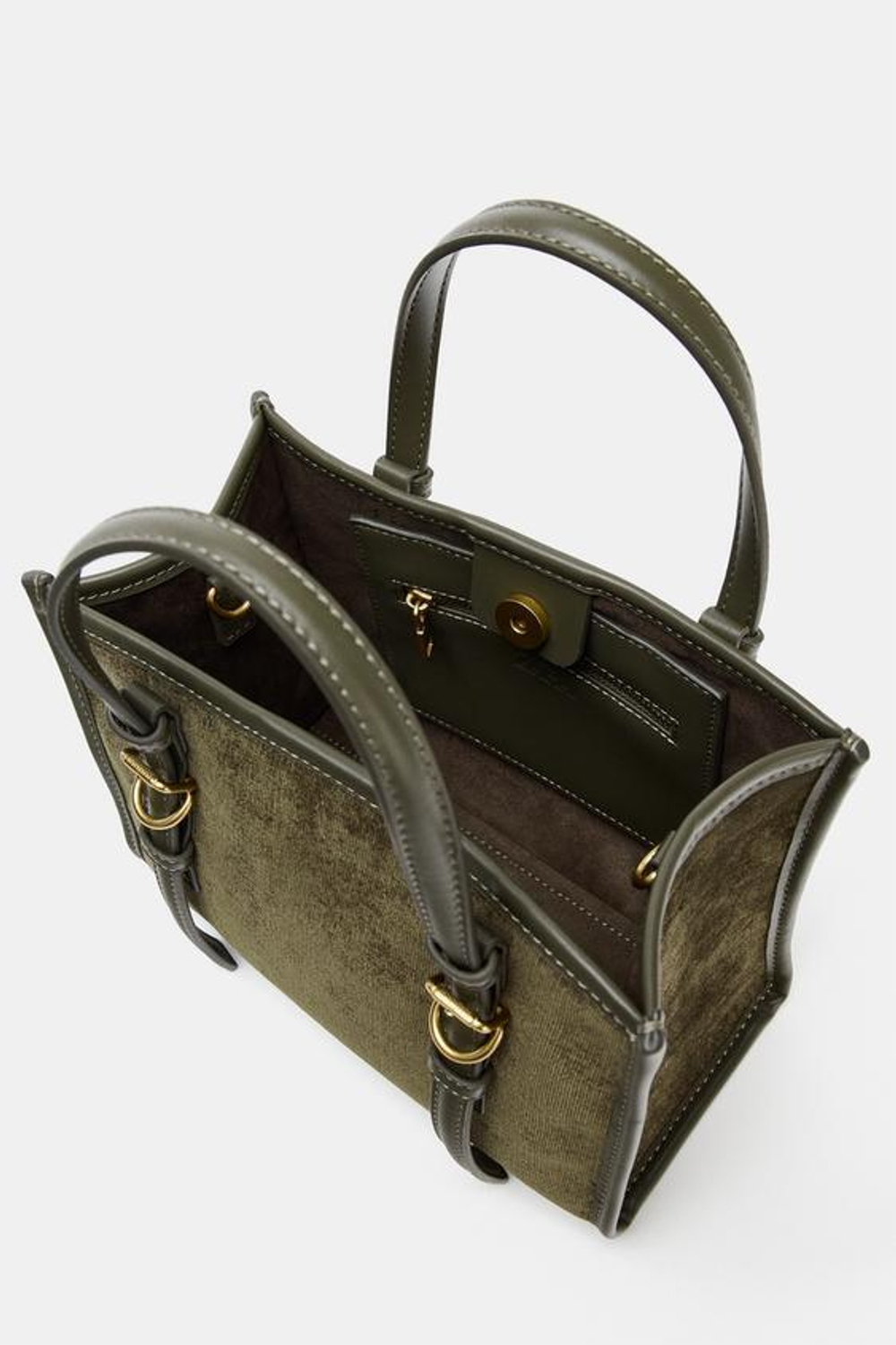 ZARA МИНИ-СУМКА-ШОПЕР, ЗЕЛЕНЫЙ