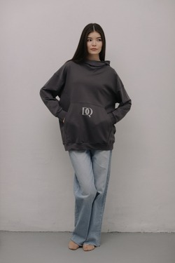"DQ" smoky gray hoodie
