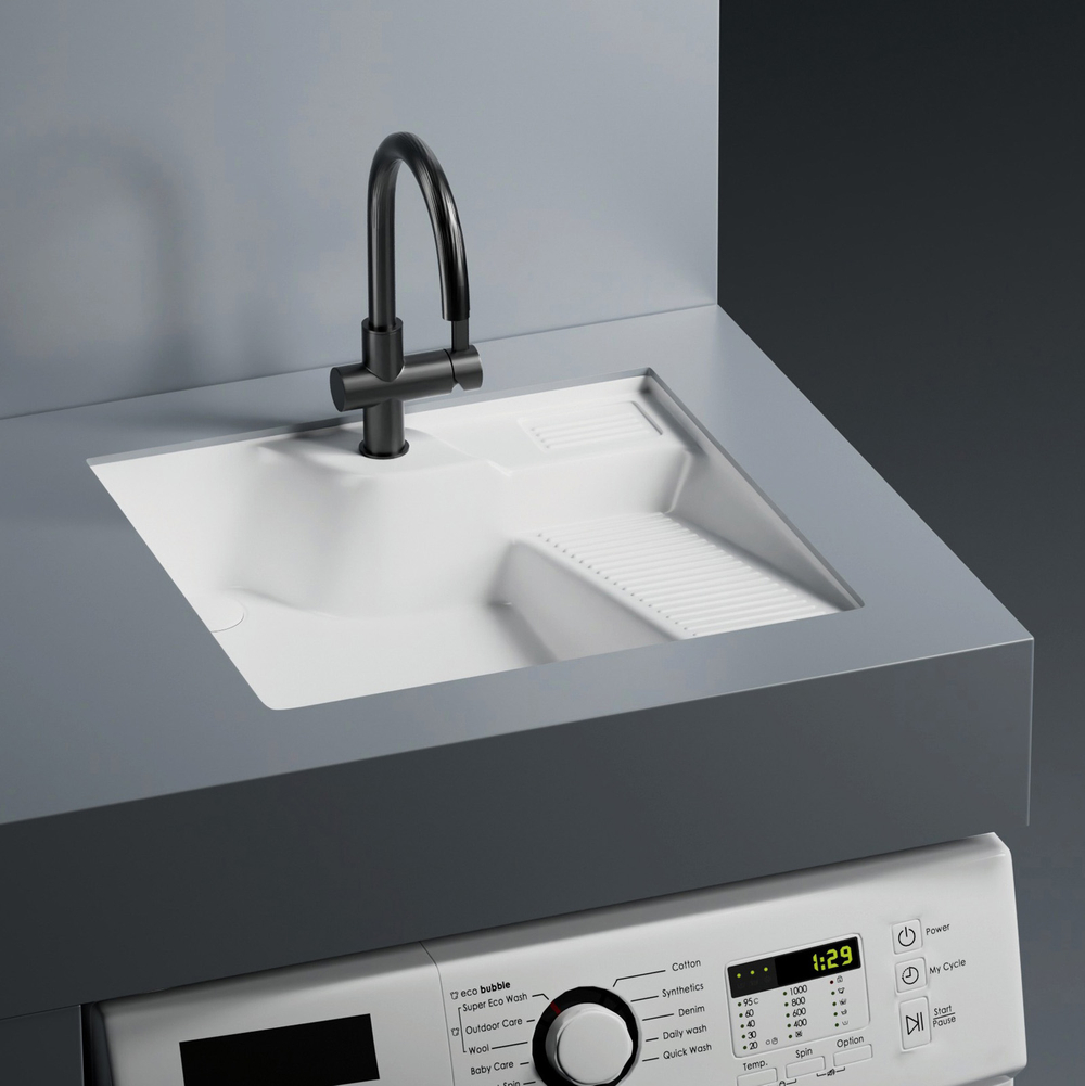 Раковина на стиральную машину встраиваемая снизу ABBER Rechteck AC2224R белая