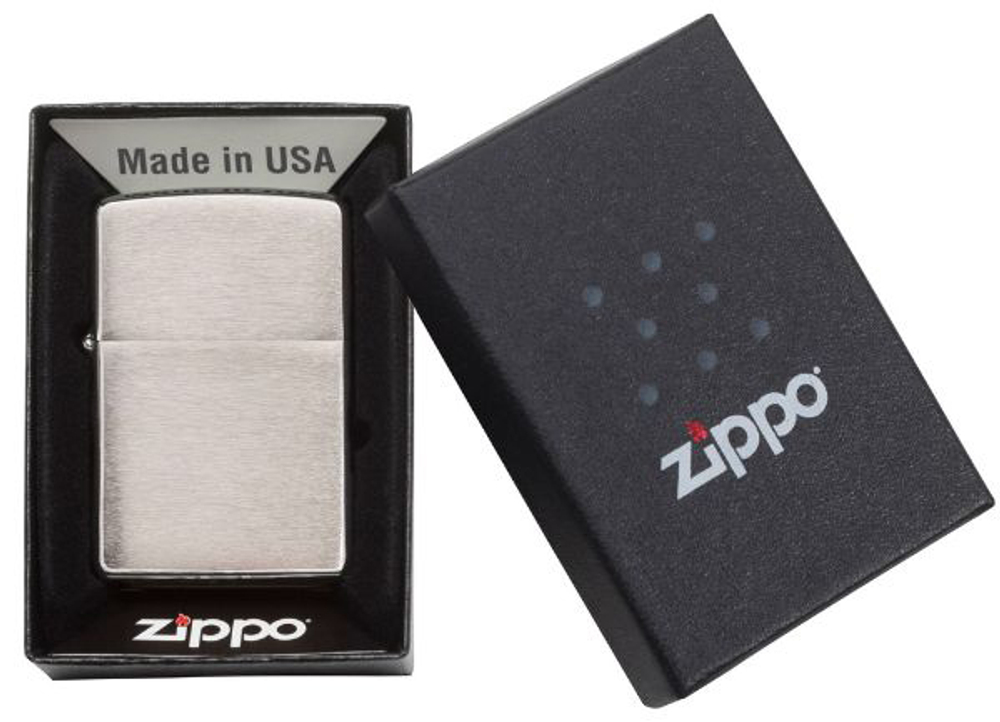 Зажигалка Zippo c покрытием Brushed Chrome, латунь/сталь, серебристая, матовая, 36х12x56 мм