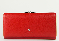 Недорогой большой ярко-красный женский кошелёк клатч из искусственной кожи с большими отделениями для мелочи и карт Coscet CS404-101B в фирменной подарочной коробке