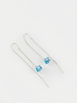 Серьги-протяжки Миражи с голубыми кубиками Swarovski